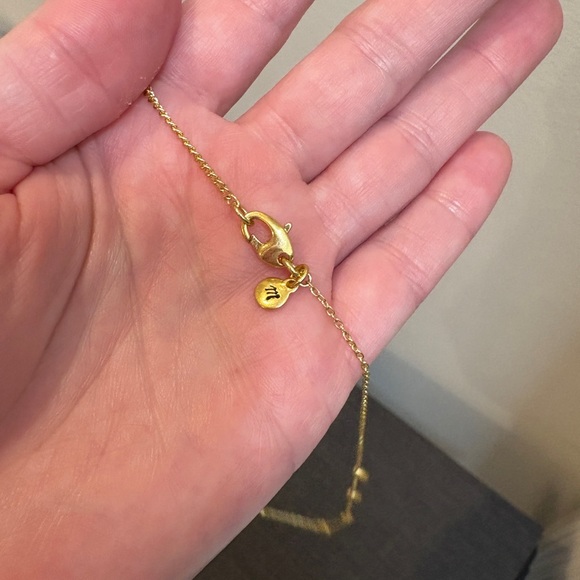 NWOT Madewell Puffed Heart Station Necklace in Vintage Gold - Picture 8 of 9